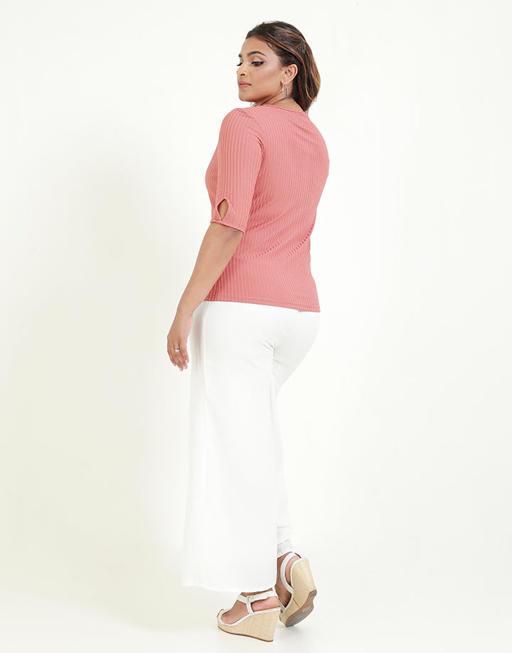 ¾ Sleeves Top with Cut Out Detail