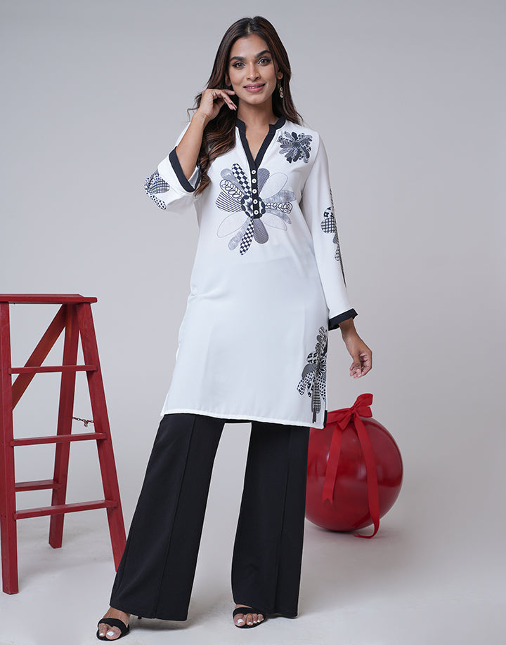 Chinese Collar Kurtha with Screen Print