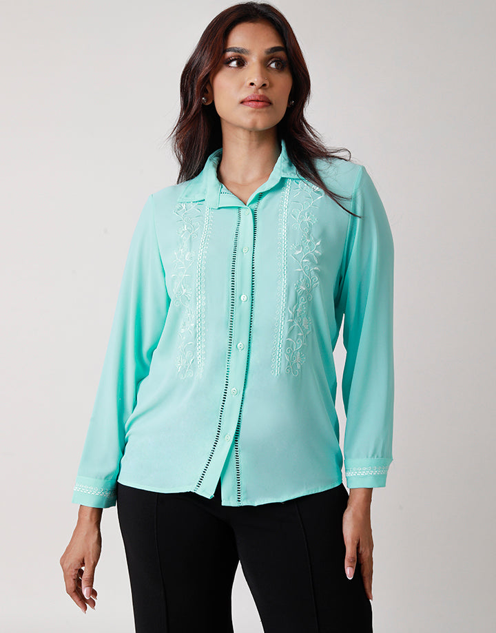 Long Sleeves Collared Blouse