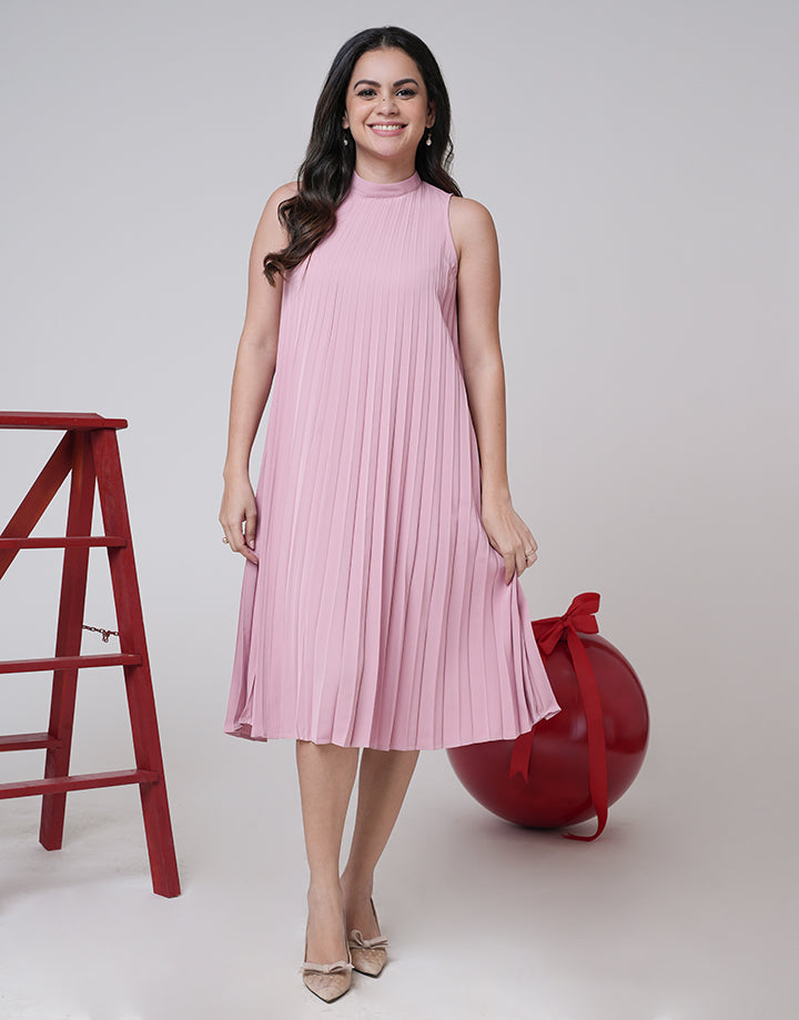 Pleated Halter Neck Dress