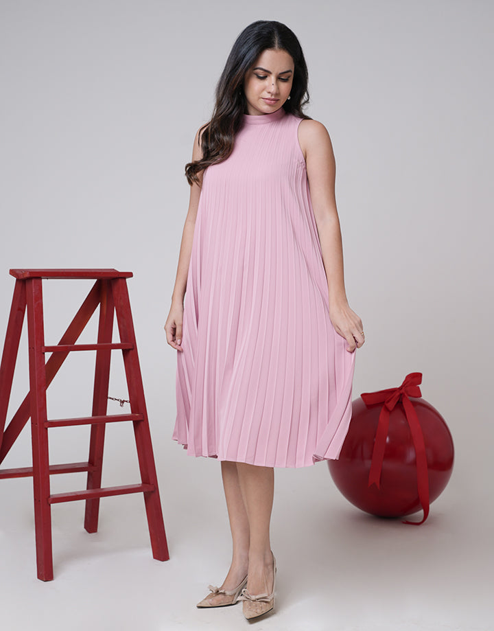 Pleated Halter Neck Dress