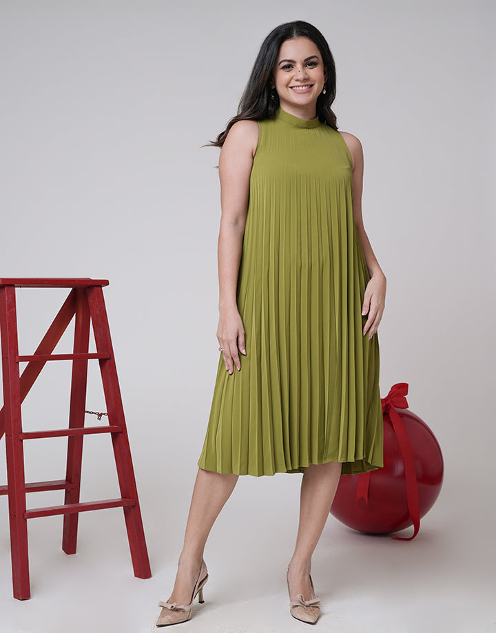 Pleated Halter Neck Dress