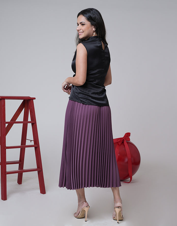 Pleated Skirt with Buckle Detail