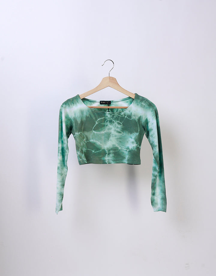 Printed Long Sleeves Crop Top