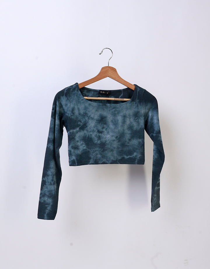 Printed Long Sleeves Crop Top