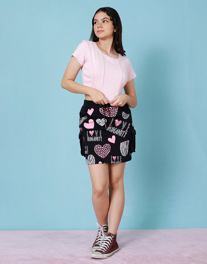 Printed Mini Skirt with Pockets