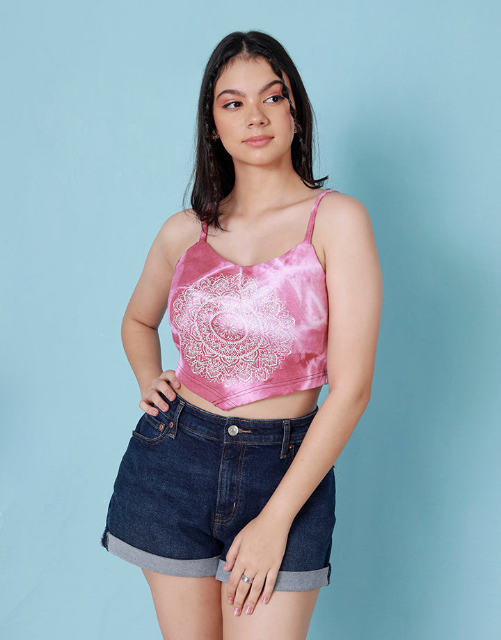 Printed Strappy Crop Top