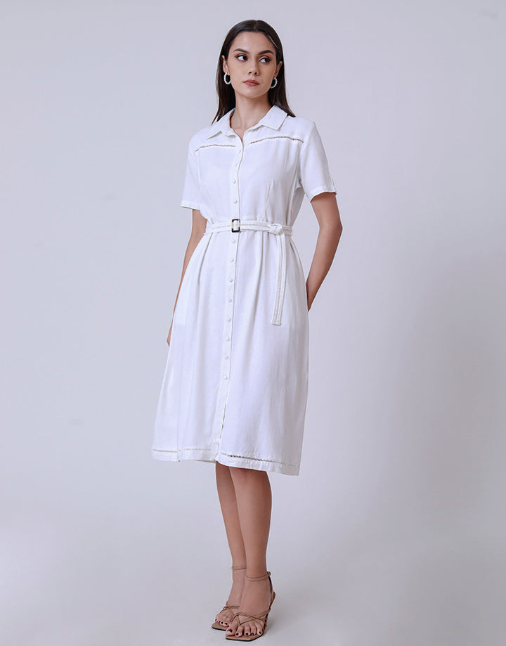 White Shirt Dress with Buttons Down