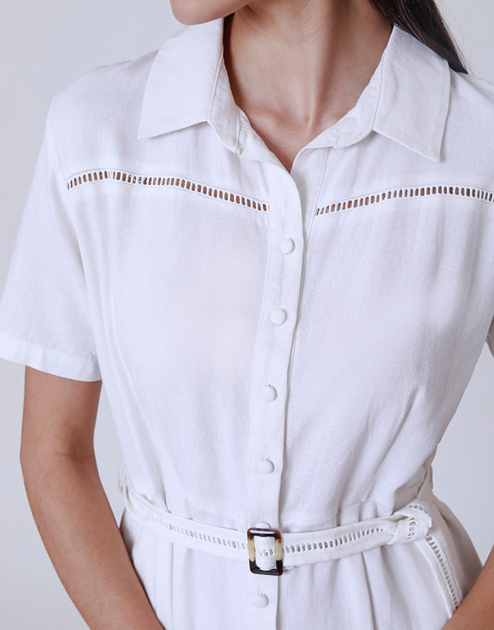 White Shirt Dress with Buttons Down