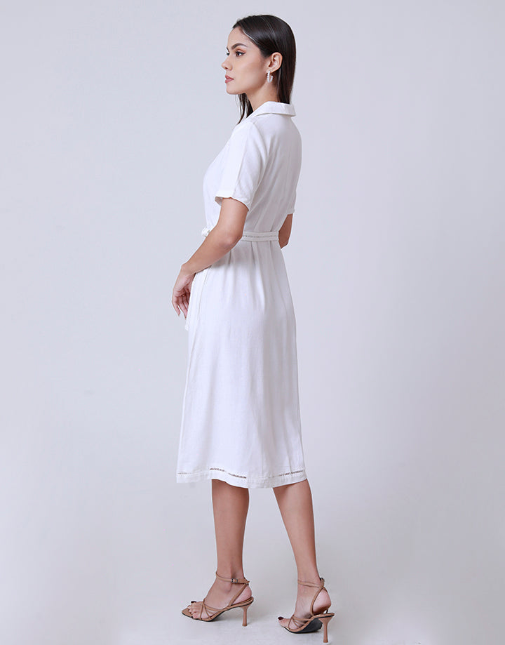 White Shirt Dress with Buttons Down