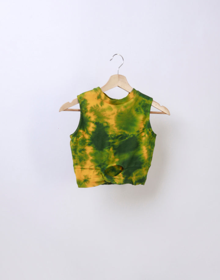 Printed High Neck Crop Top with Sleeveless