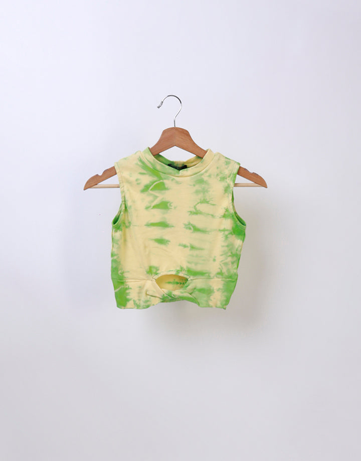 Printed High Neck Crop Top with Sleeveless