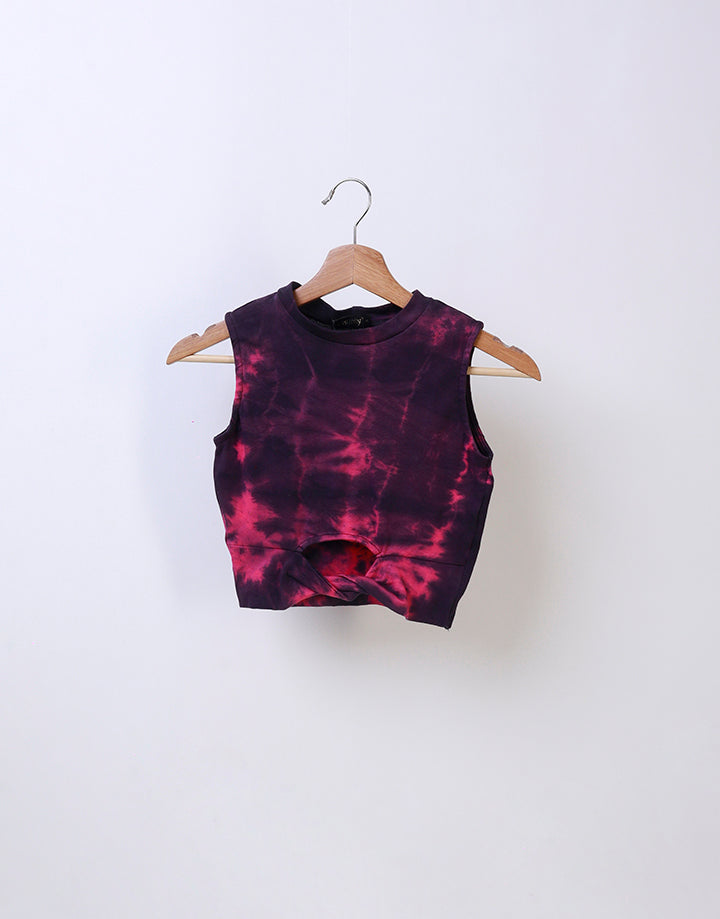 Printed High Neck Crop Top with Sleeveless