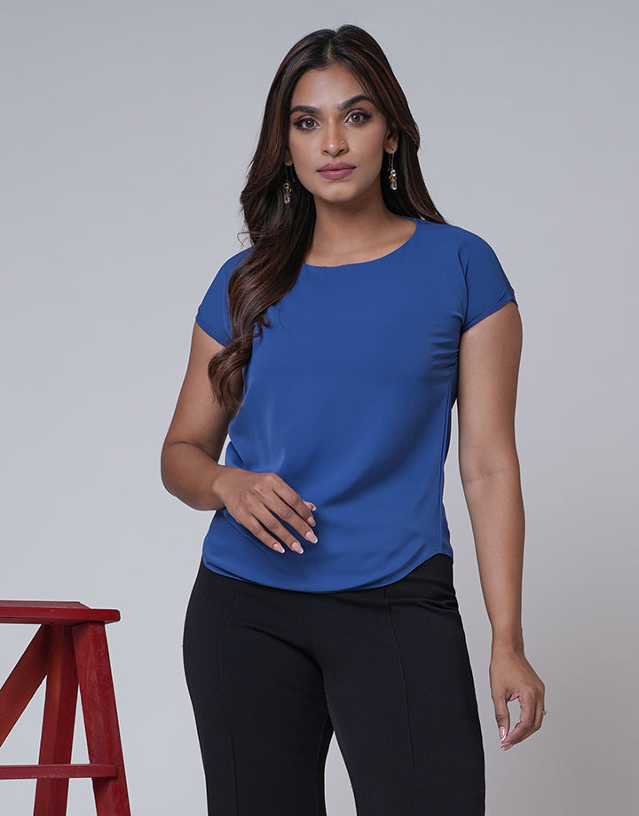 Round Neck Top with Side Gathered