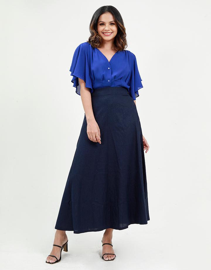 Button Down Blouse with Butterfly Sleeves