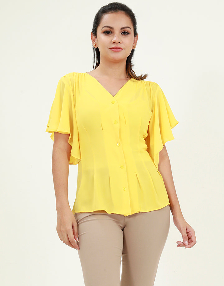 Button Down Blouse with Butterfly Sleeves