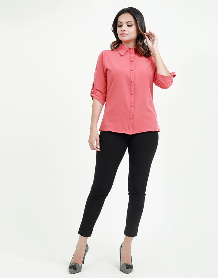 Button Down Shirt In Placketed Sleeves