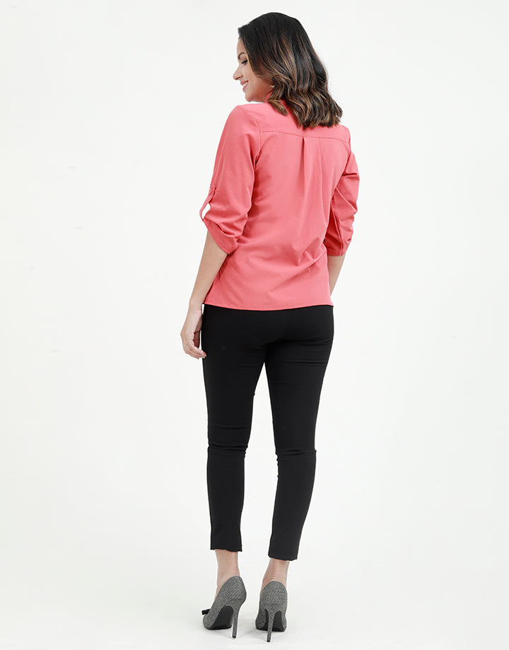 Button Down Shirt In Placketed Sleeves
