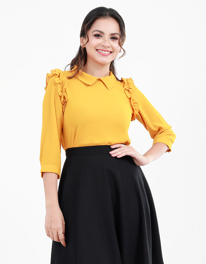 Collared Blouse with ¾ Sleeves