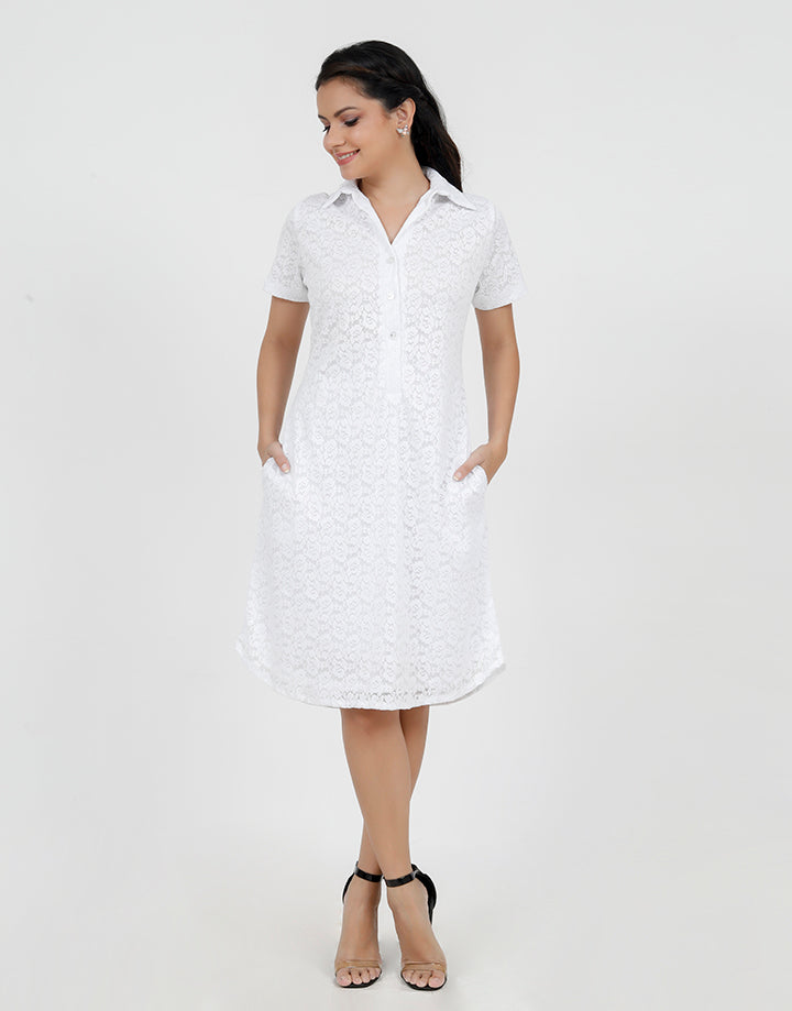 Collared Lace Dress with Pockets
