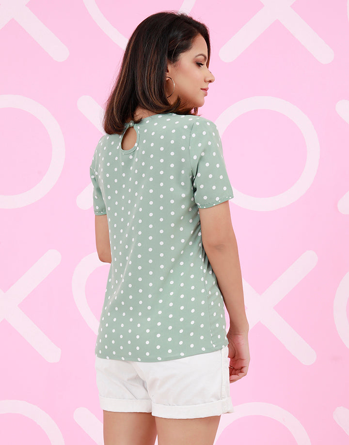 Collared Polka Dotted Blouse