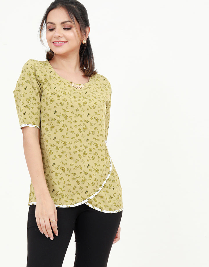 Crossover Blouse With Gold Embellishment