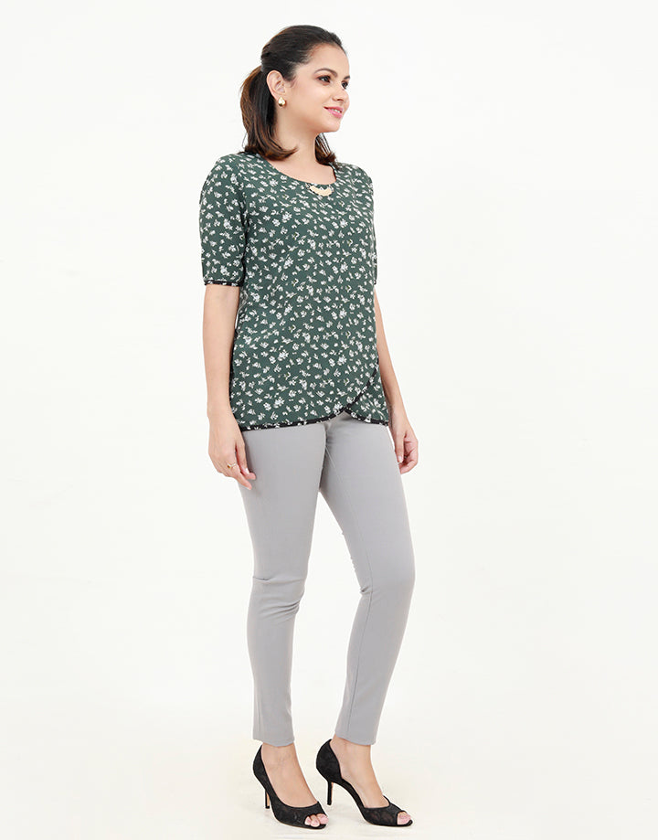 Crossover Blouse With Gold Embellishment
