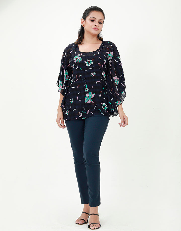 Floral Printed Poncho