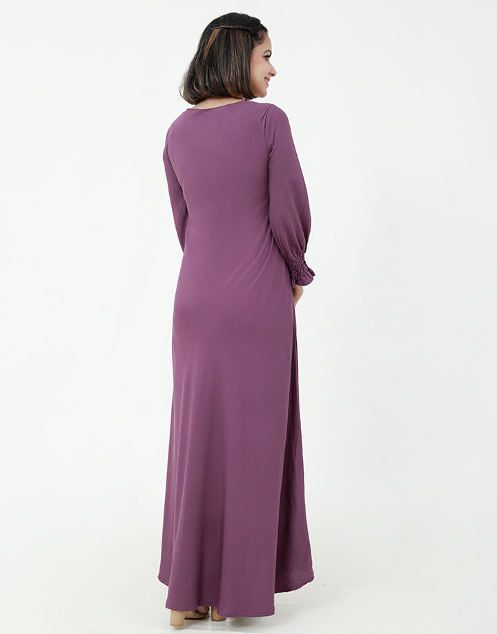 High Low Maxi Dress with Balloon Sleeves