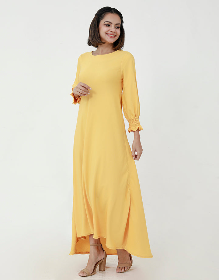 High Low Maxi Dress with Balloon Sleeves