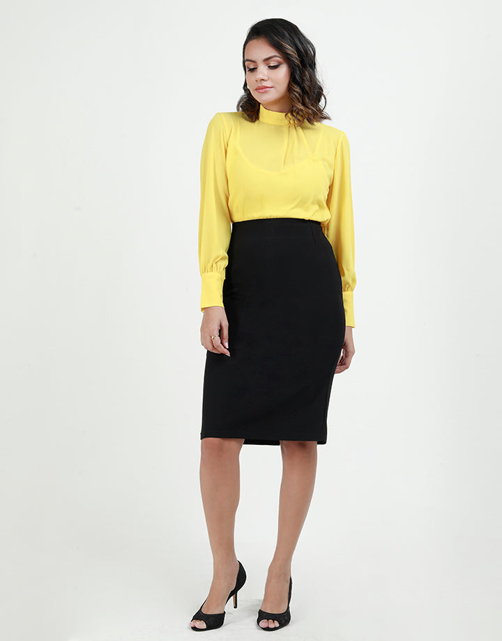 High Neck Blouse with Bishop Sleeves