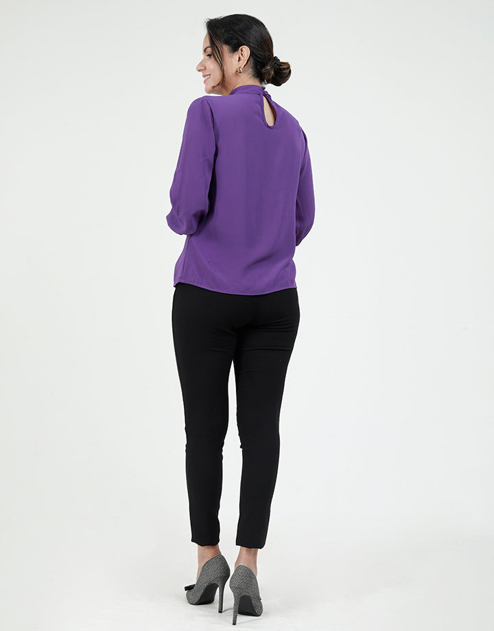 High Neck Blouse with Bishop Sleeves