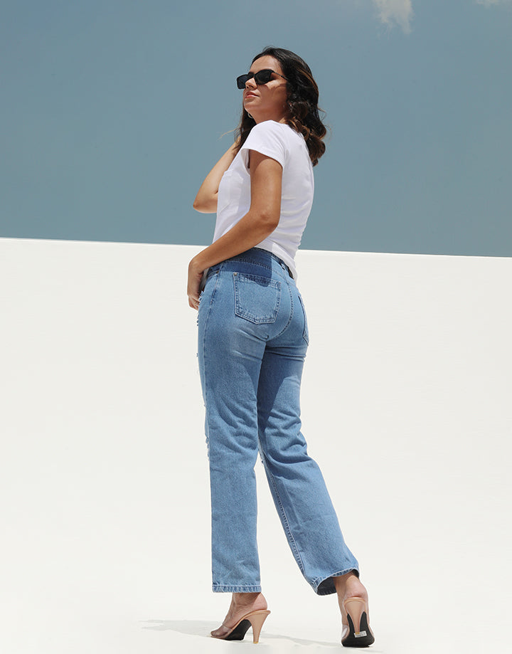 LICC Patched Jeans with Pockets