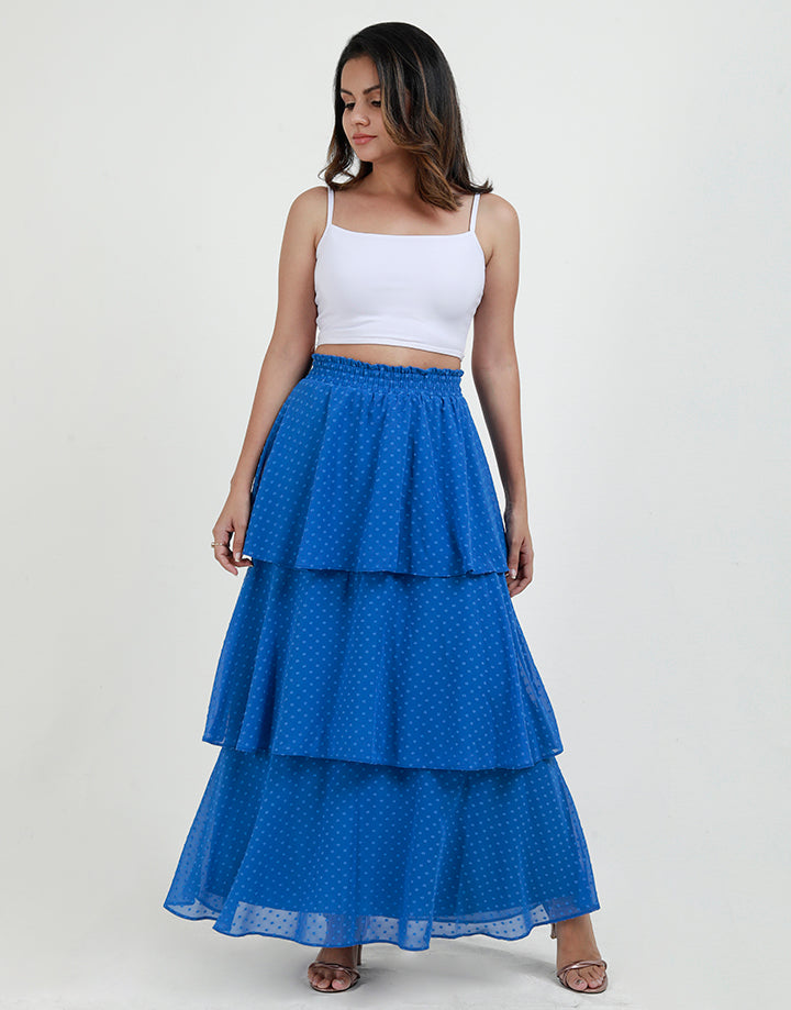 Layered Skirt with Embossed Polka Dots
