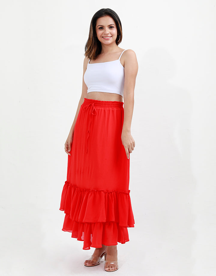 Layered Skirt with Tie Up Bow