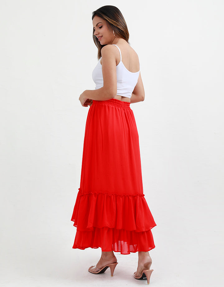 Layered Skirt with Tie Up Bow