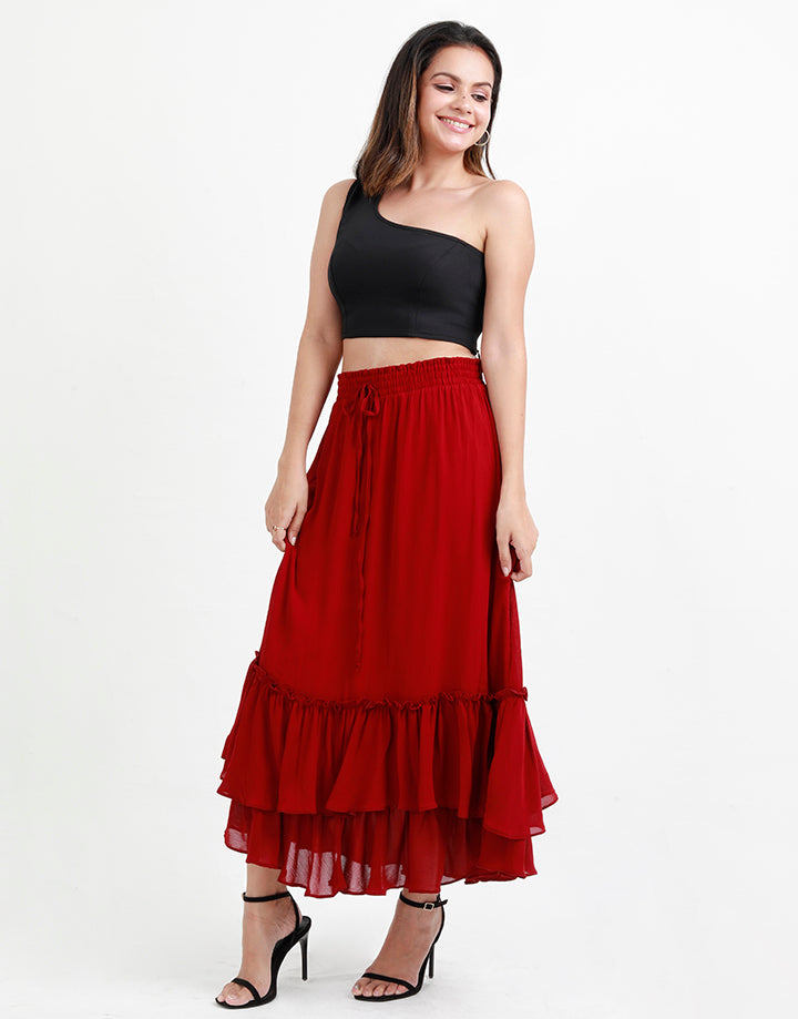 Layered Skirt with Tie Up Bow