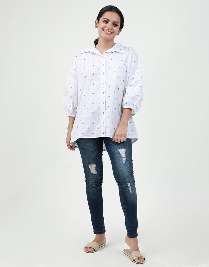 Loose Fitting Shirt with Balloon Sleeves
