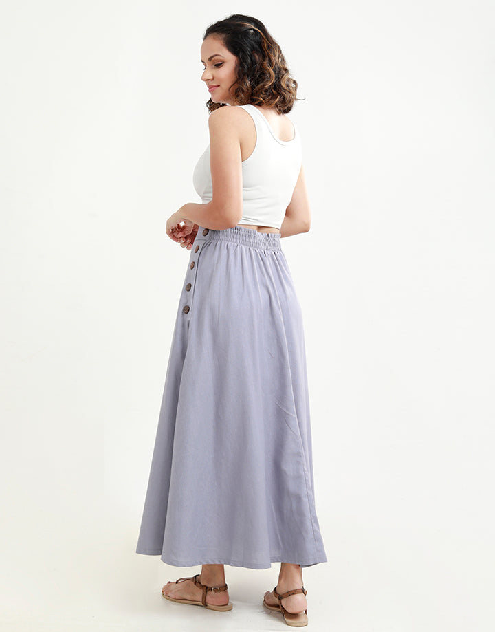 Maxi Skirt with Wooden Buttons