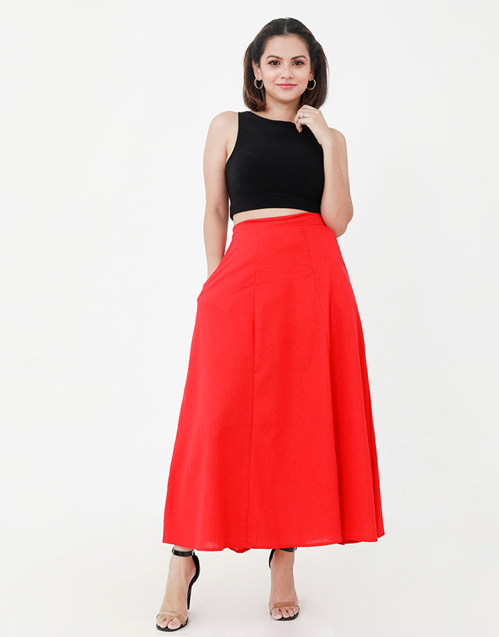 Paneled Maxi Skirt with Pockets