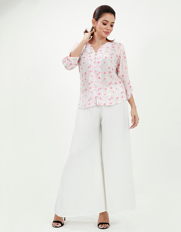 Printed Button Down Blouse