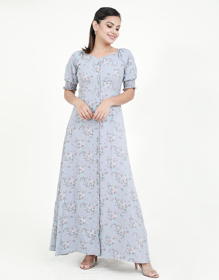 Printed Button Down Maxi Dress