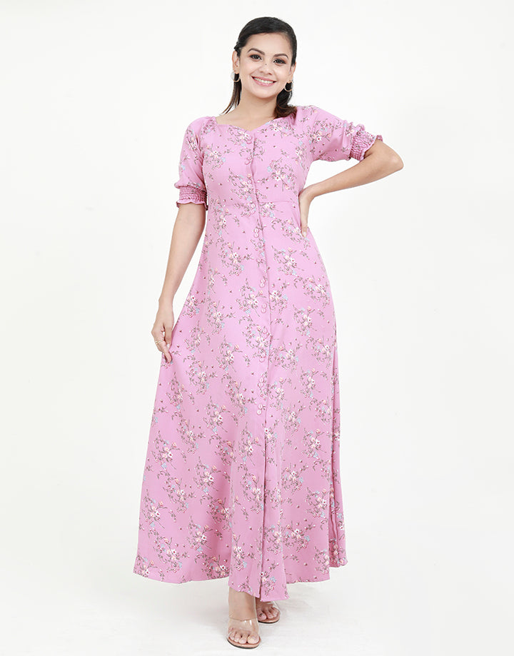 Printed Button Down Maxi Dress