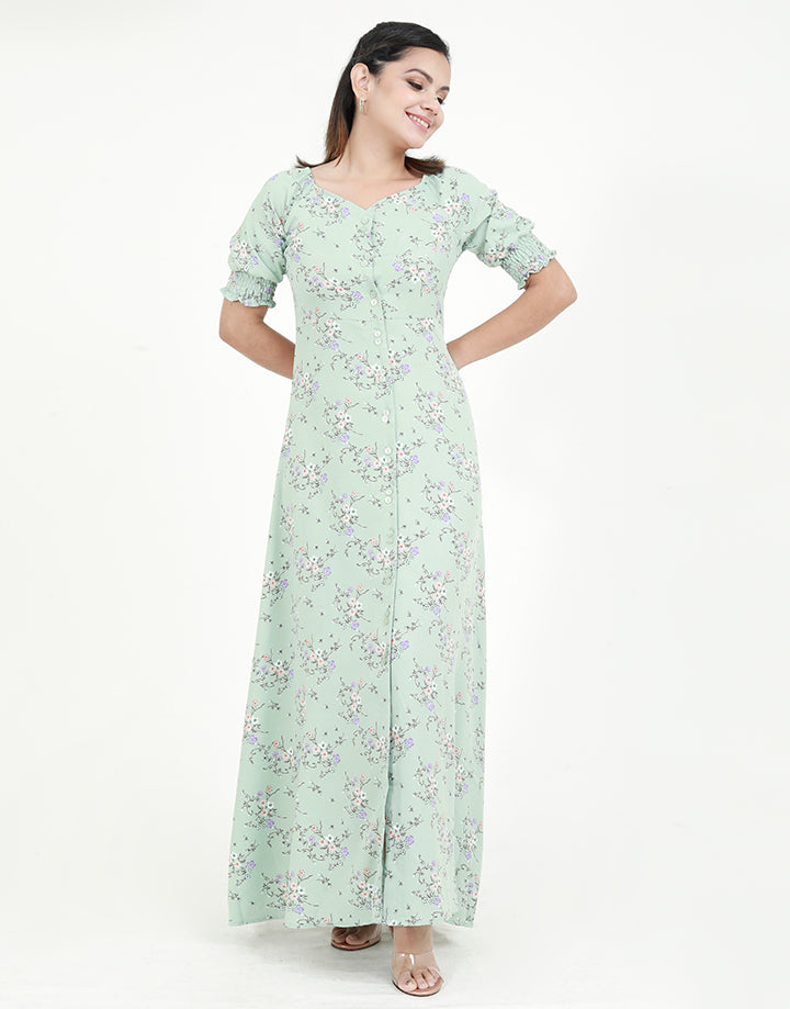 Printed Button Down Maxi Dress