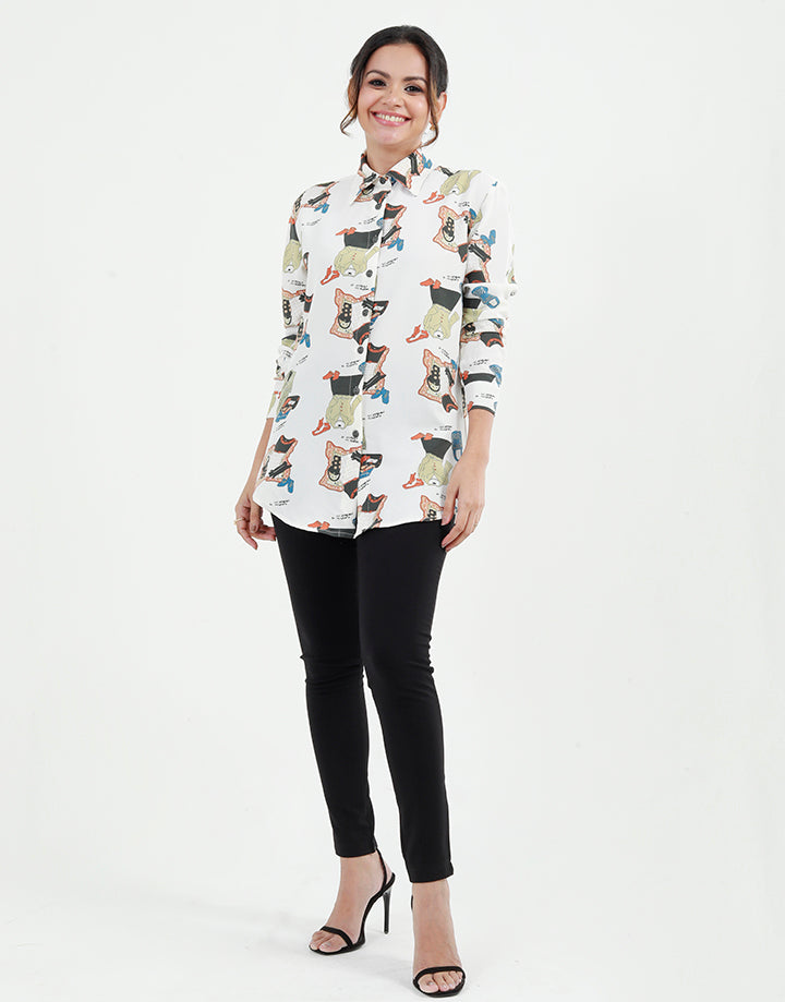 Printed Button Down Shirt In Long Sleeves