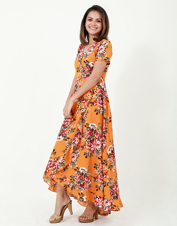 Printed High Low Maxi Dress