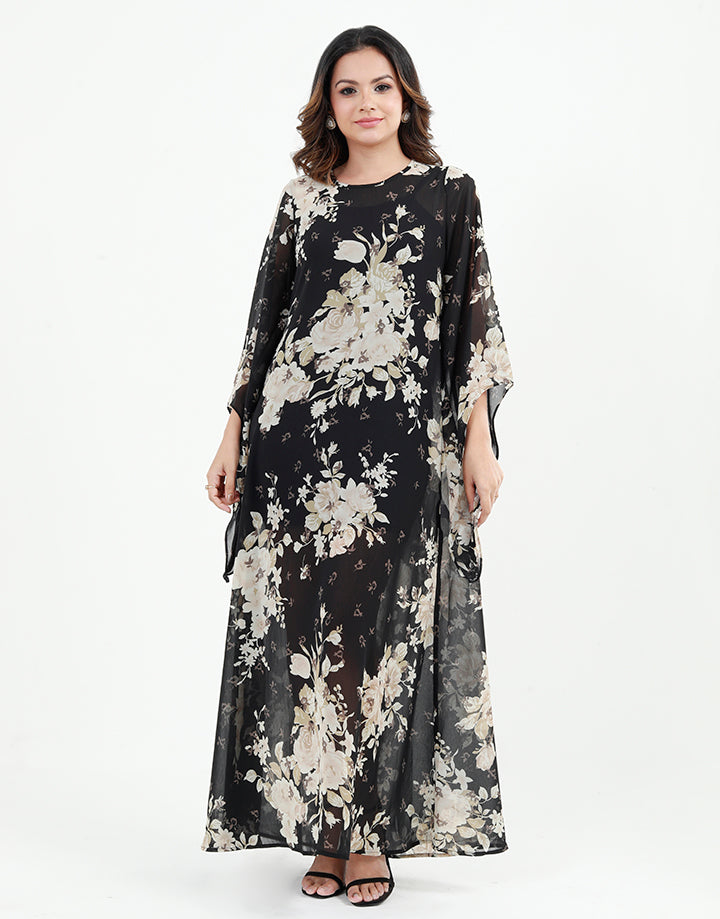 Printed Maxi Dress with Stylish Sleeves