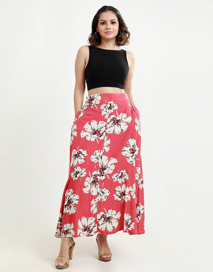 Printed Maxi Skirt With Pockets