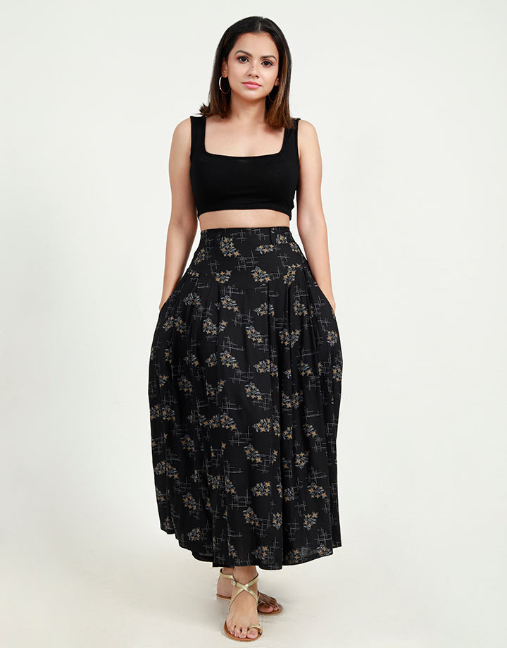 Printed Maxi Skirt with Pockets