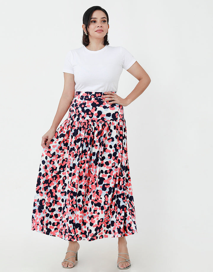 Printed Maxi Skirt with Waist Band